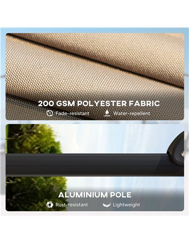 Outsunny 2.4 x 2.4 m Cantilever Parasol with Umbrella Weights, UPF50+ Offset Outdoor Umbrella w/ Easy Tilt Adjustment, Khaki