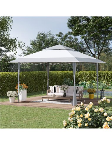 Outsunny 4x4m Pop-up Canopy Gazebo Tent with Roller Bag & Adjustable Legs, Steel Frame, White & Grey