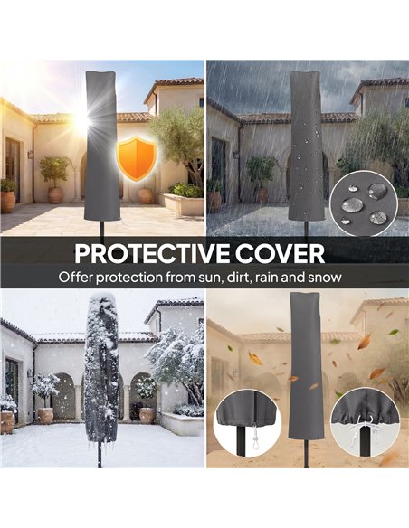 Outsunny 3 m Cantilever Parasol with Solar LED Lights Garden Umbrella with Cross Base, Cream White - pic 189441 | FastDaddyshop