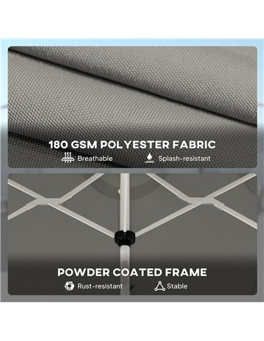Outsunny 3 m Double-Sided Garden Parasol with LED Solar Lights, Tilt, Outdoor Extra Large Sun Umbrella with Crank Handle, Grey
