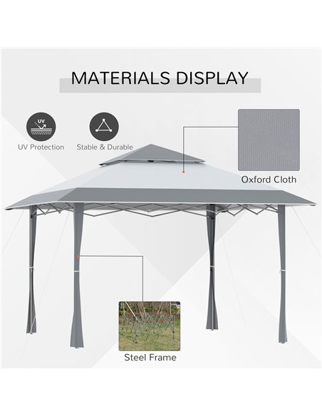 Outsunny 4x4m Pop-up Canopy Gazebo Tent with Roller Bag & Adjustable Legs, Steel Frame, White & Grey - pic 18946 | FastDaddyshop