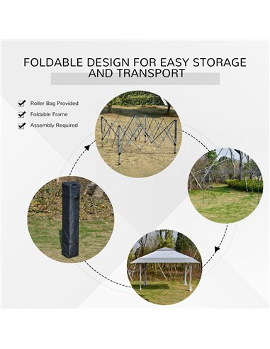 Outsunny Pop-up Canopy Gazebo Tent with Roller Bag & Adjustable Legs Outdoor Party, Steel Frame, 4 x 4m  White & Grey