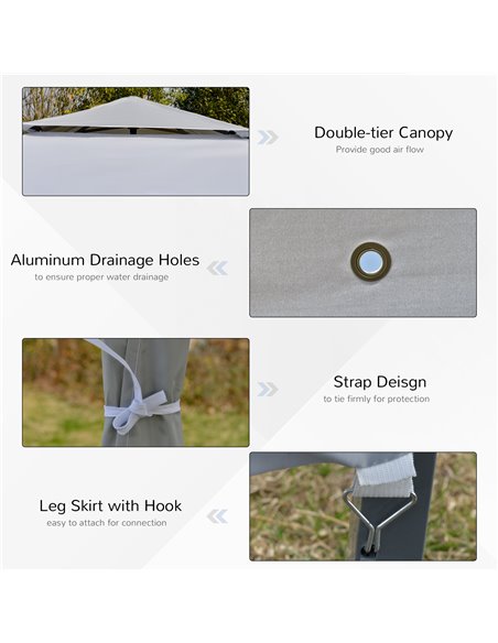 Outsunny Pop-up Canopy Gazebo Tent with Roller Bag & Adjustable Legs Outdoor Party, Steel Frame, 4 x 4m  White & Grey - pic 18949 | FastDaddyshop