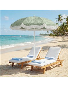 Outsunny 1.8 m Beach Umbrella Parasol with Sand Anchor, Portable Tilting Garden Parasol with Adjustable Height, Green 2