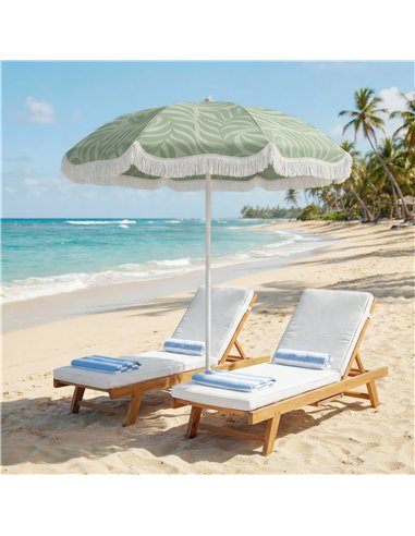 Outsunny 1.8 m Beach Umbrella Parasol with Sand Anchor, Portable Tilting Garden Parasol with Adjustable Height, Green