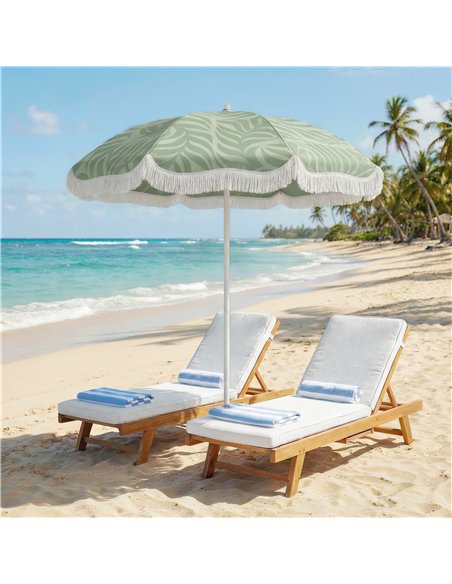 Outsunny 1.8 m Beach Umbrella Parasol with Sand Anchor, Portable Tilting Garden Parasol with Adjustable Height, Green - pic 189500 | FastDaddyshop