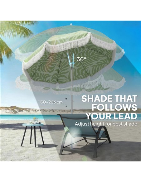 Outsunny 1.8 m Beach Umbrella Parasol with Sand Anchor, Portable Tilting Garden Parasol with Adjustable Height, Green - pic 189503 | FastDaddyshop