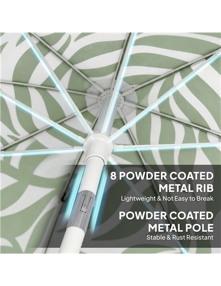 Outsunny 1.8 m Beach Umbrella Parasol with Sand Anchor, Portable Tilting Garden Parasol with Adjustable Height, Green - pic 189506 | FastDaddyshop
