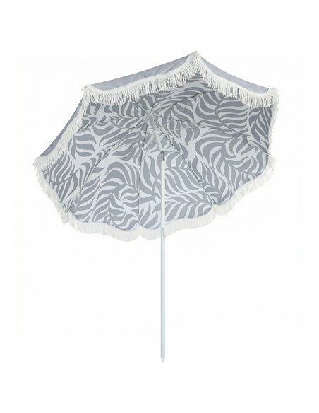 Outsunny 1.8 m Beach Umbrella Parasol with Sand Anchor, Portable Tilting Garden Parasol with Adjustable Height, Light Grey - pic 189508 | FastDaddyshop