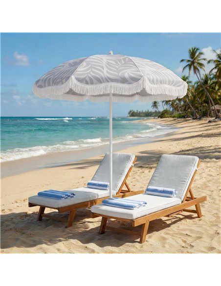 Outsunny 1.8 m Beach Umbrella Parasol with Sand Anchor, Portable Tilting Garden Parasol with Adjustable Height, Light Grey - pic 189509 | FastDaddyshop