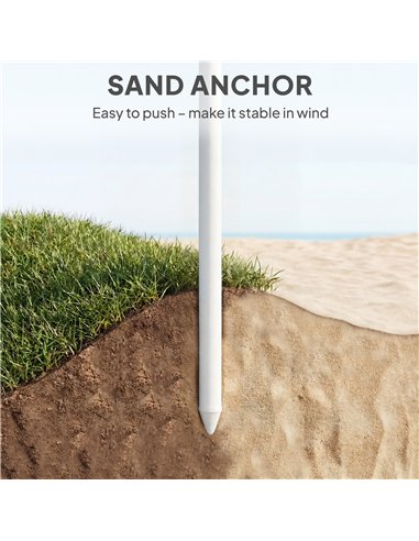 Outsunny 1.8 m Beach Umbrella Parasol with Sand Anchor, Portable Tilting Garden Parasol with Adjustable Height, Light Grey
