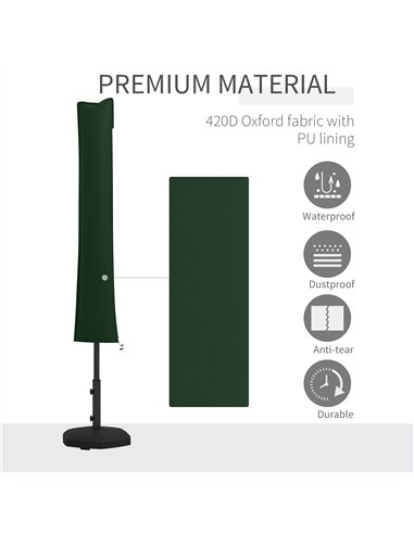 Outsunny Parasol Cover, Cantilever Umbrella Cover for 2-3.5 m Parasols, Banana Umbrella Protector with Zipper, Green