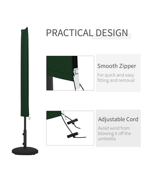 Outsunny Parasol Cover, Cantilever Umbrella Cover for 2-3.5 m Parasols, Banana Umbrella Protector with Zipper, Green - pic 189521 | FastDaddyshop