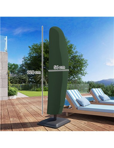 Outsunny Parasol Cover, 300D Oxford Cantilever Umbrella Cover Fit for 2-4m Parasol, Green