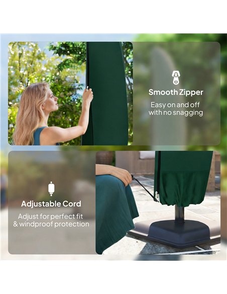 Outsunny Parasol Cover, 300D Oxford Cantilever Umbrella Cover Fit for 2-4m Parasol, Green - pic 189531 | FastDaddyshop