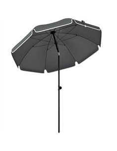 Outsunny 1.8 m Beach Umbrella Parasol with Sand Anchor, Portable 30° Tilting Patio Sun Shade with Adjustable Height, Dark Grey