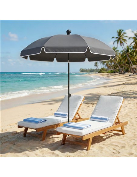 Outsunny 1.8 m Beach Umbrella Parasol with Sand Anchor, Portable 30° Tilting Patio Sun Shade with Adjustable Height, Dark Grey - pic 189536 | FastDaddyshop