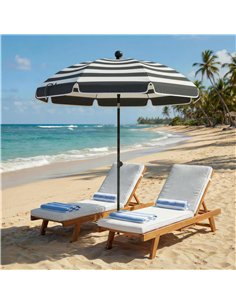 Outsunny 1.8 m Beach Umbrella Parasol with Sand Anchor, Portable 30° Tilting Patio Sun Shade with Adjustable Height, Grey/White 2