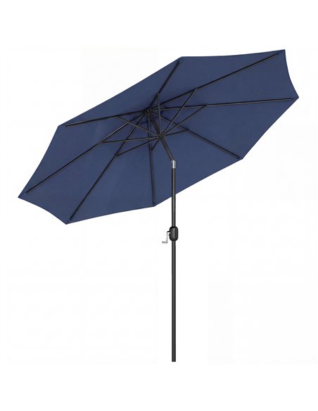 Outsunny 3 m Garden Parasol Umbrellas, Outdoor Sun Shade with 8 Ribs, Tilt and Crank Handle, Navy Blue - pic 189562 | FastDaddyshop