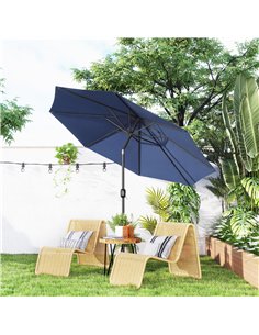 Outsunny 3 m Garden Parasol Umbrellas, Outdoor Sun Shade with 8 Ribs, Tilt and Crank Handle, Navy Blue 2
