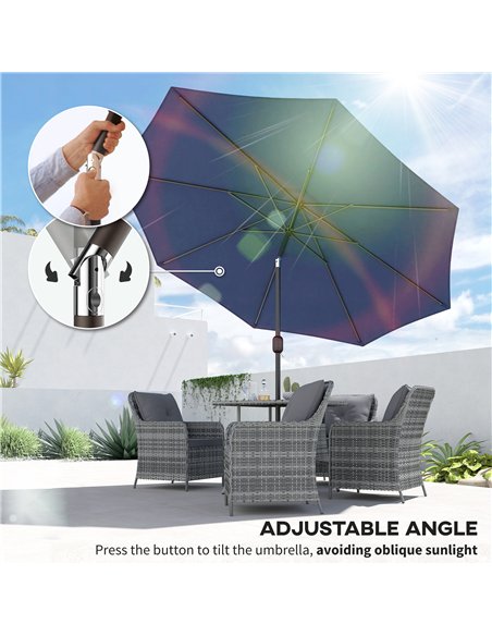 Outsunny 3 m Garden Parasol Umbrellas, Outdoor Sun Shade with 8 Ribs, Tilt and Crank Handle, Navy Blue - pic 189565 | FastDaddyshop
