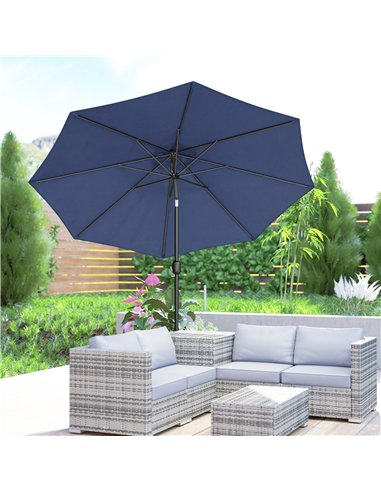 Outsunny 3 m Garden Parasol Umbrellas, Outdoor Sun Shade with 8 Ribs, Tilt and Crank Handle, Navy Blue
