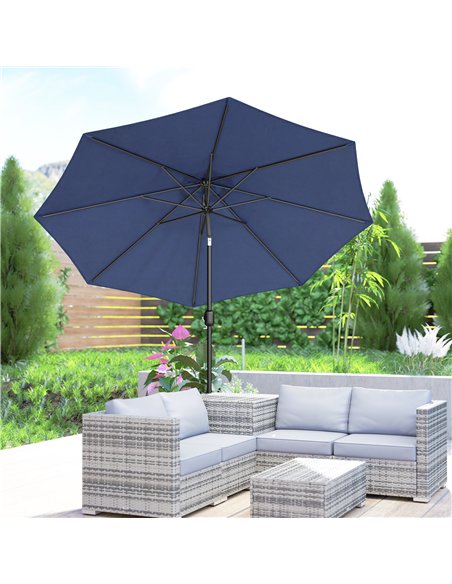 Outsunny 3 m Garden Parasol Umbrellas, Outdoor Sun Shade with 8 Ribs, Tilt and Crank Handle, Navy Blue - pic 189570 | FastDaddyshop