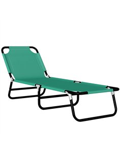 Outsunny Foldable Sun Lounger with 5-Position Adjustable Backrest, Outdoor Portable Recliner Chaise Lounge Chair, Green