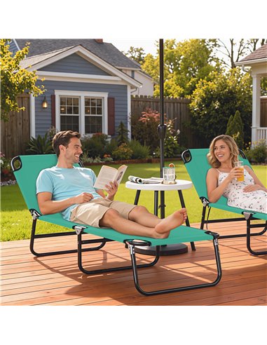 Outsunny Foldable Sun Lounger with 5-Position Adjustable Backrest, Outdoor Portable Recliner Chaise Lounge Chair, Green