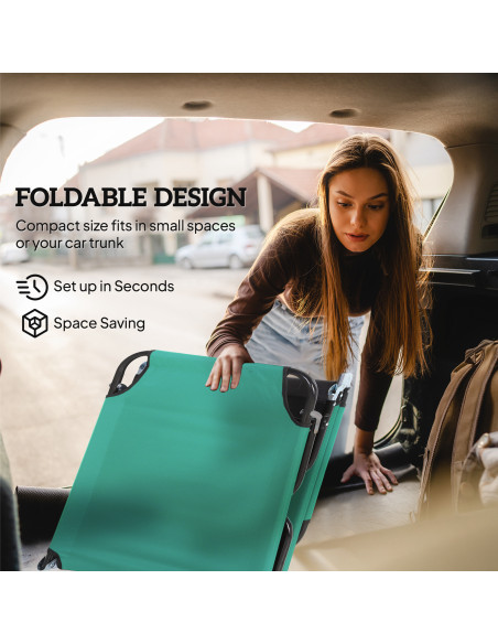 Outsunny Foldable Sun Lounger with 5-Position Adjustable Backrest, Outdoor Portable Recliner Chaise Lounge Chair, Green - pic 189585 | FastDaddyshop