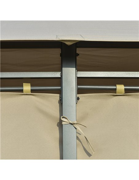 Outsunny 4x3m Outdoor Gazebo with LED Solar Light, 2-Tier Roof, Curtains, Steel Frame, Khaki - pic 18959 | FastDaddyshop