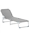 Outsunny Reclining Sun Lounger Chair Folding Camping Bed with 4-Position Adjustable Backrest, Grey