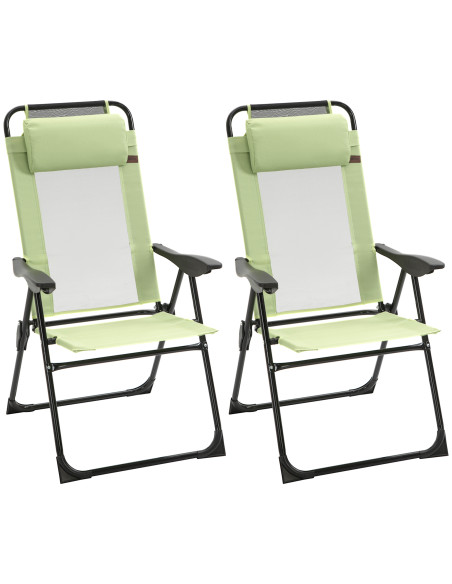 Outsunny Folding Garden Chairs Set of 2, 5-Position Recliner Camping Chair with High Back, All Weather Texteline Seat, Portable  - pic 189616 | FastDaddyshop