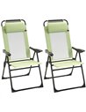 Outsunny Folding Garden Chairs Set of 2, 5-Position Recliner Camping Chair with High Back, All Weather Texteline Seat, Portable 