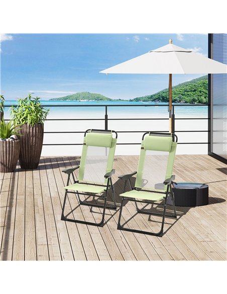 Outsunny Folding Garden Chairs Set of 2, 5-Position Recliner Camping Chair with High Back, All Weather Texteline Seat, Portable  - pic 189617 | FastDaddyshop