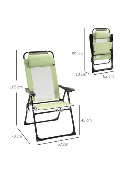 Outsunny Folding Garden Chairs Set of 2, 5-Position Recliner Camping Chair with High Back, All Weather Texteline Seat, Portable  - pic 189618 | FastDaddyshop
