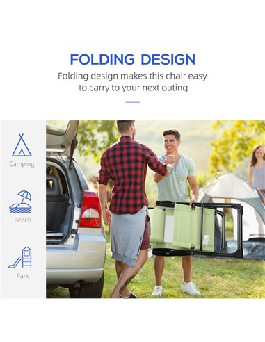 Outsunny Folding Garden Chairs Set of 2, 5-Position Recliner Camping Chair with High Back, All Weather Texteline Seat, Portable 