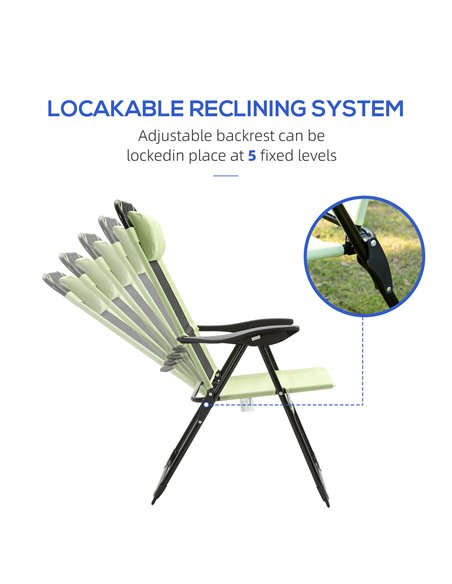 Outsunny Folding Garden Chairs Set of 2, 5-Position Recliner Camping Chair with High Back, All Weather Texteline Seat, Portable  - pic 189620 | FastDaddyshop