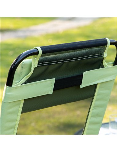 Outsunny Folding Garden Chairs Set of 2, 5-Position Recliner Camping Chair with High Back, All Weather Texteline Seat, Portable 