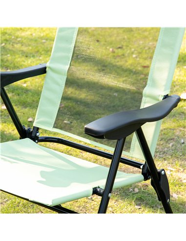 Outsunny Folding Garden Chairs Set of 2, 5-Position Recliner Camping Chair with High Back, All Weather Texteline Seat, Portable 