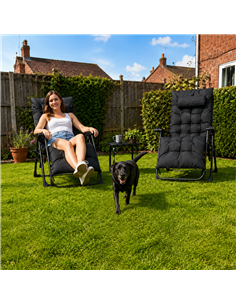 Outsunny 2 Piece Reclining Zero Gravity Sun Loungers with Cushions, Black 2