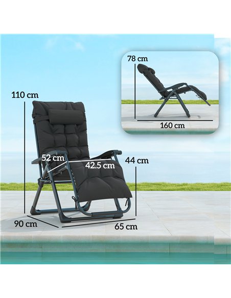 Outsunny 2 Piece Reclining Zero Gravity Sun Loungers with Cushions, Black - pic 189627 | FastDaddyshop