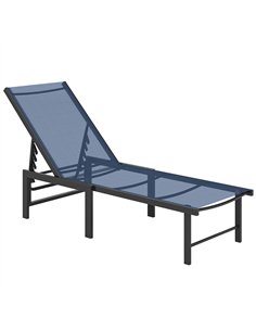 Outsunny Reclining Sun Lounger - Dark Blue