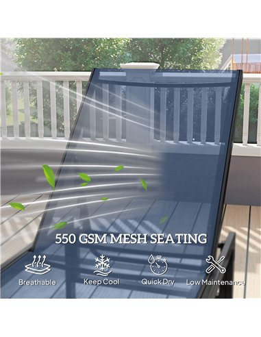 Outsunny Reclining Sun Lounger - Dark Blue