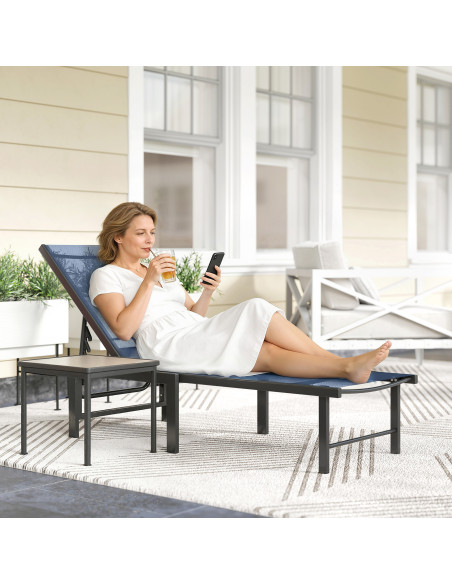 Outsunny Reclining Sun Lounger - Dark Blue - pic 189651 | FastDaddyshop