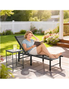 Outsunny Reclining Sun Lounger - Black 2