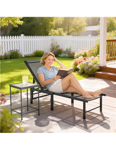 Outsunny Reclining Sun Lounger - Black
