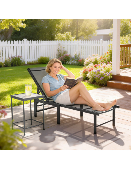 Outsunny Reclining Sun Lounger - Black - pic 189653 | FastDaddyshop