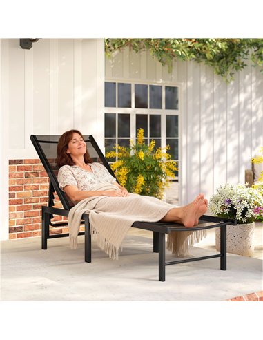 Outsunny Reclining Sun Lounger - Black