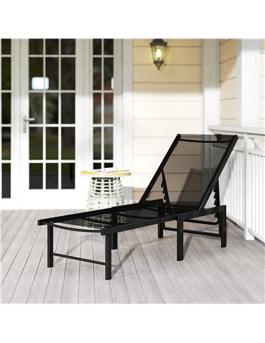 Outsunny Reclining Sun Lounger - Black